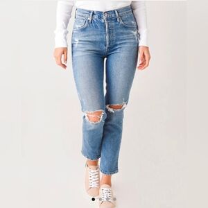 ❤️ NWOT CITIZENS OF HUMANITY CHARLOTTE HIGH RISE STRAIGHT CROP JEANS, DISTRESSED
